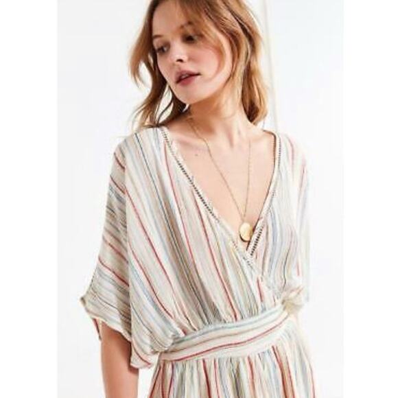 Urban Outfitters Moonstruck Surplice Romper Striped Size Extra Small OB804490 - Picture 3 of 14